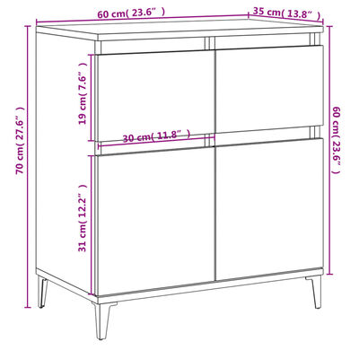 vidaXL Sideboard Grau Sonoma 60x35x70 cm Holzwerkstoff