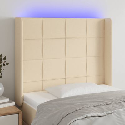 vidaXL LED Kopfteil Creme 83x16x118/128 cm Stoff