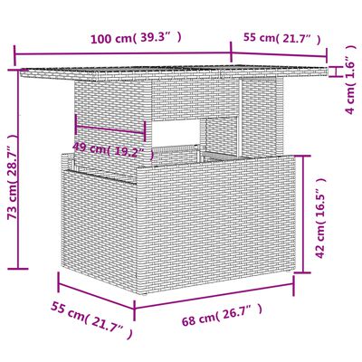 vidaXL 7-tlg. Garten-Sofagarnitur mit Kissen Schwarz Poly Rattan