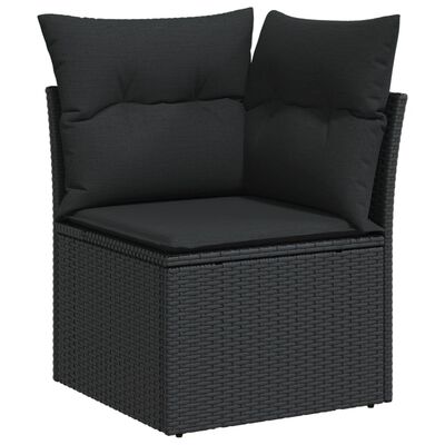 vidaXL 6-tlg. Garten-Sofagarnitur mit Kissen Schwarz Poly Rattan