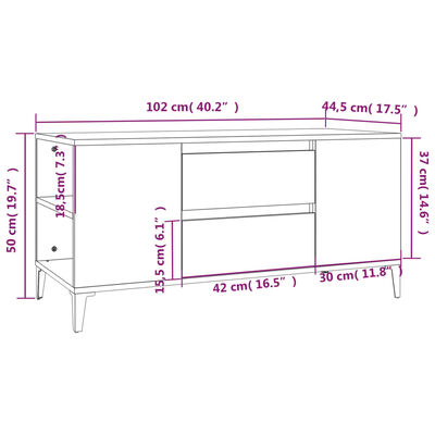 vidaXL TV-Schrank Räuchereiche 102x44,5x50 cm Holzwerkstoff