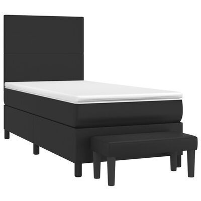 vidaXL Boxspringbett mit Matratze Schwarz 90x190 cm Kunstleder