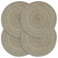 vidaXL Tischsets 4 Stk. Grau 38 cm Rund Jute