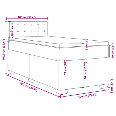 vidaXL Boxspringbett Matratze Cappuccino-Braun 100x200cm Kunstleder