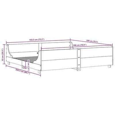 vidaXL Massivholzbett ohne Matratze Weiß 180x200 cm Kiefernholz