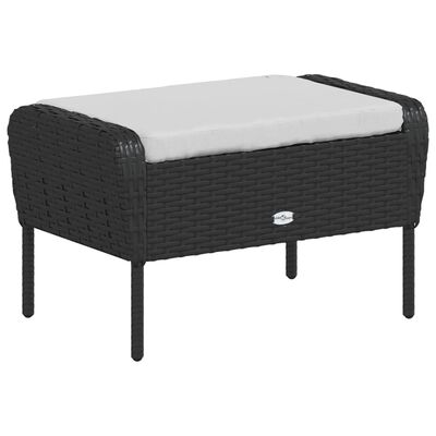 vidaXL Gartenstuhl mit Fußhocker Schwarz Poly Rattan