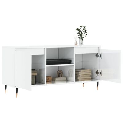 vidaXL TV-Schrank Hochglanz-Weiß 104x35x50 cm Holzwerkstoff