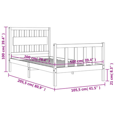 vidaXL Massivholzbett ohne Matratze Weiß 100x200 cm Kiefernholz