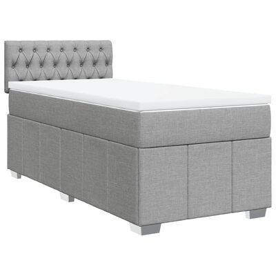 vidaXL Boxspringbett mit Matratze Hellgrau 90x200 cm Stoff