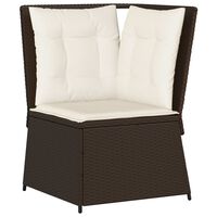 vidaXL Garten-Ecksofa mit Kissen Braun Poly Rattan