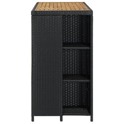 vidaXL Bartisch mit Regal Schwarz 120x60x110 cm Poly Rattan