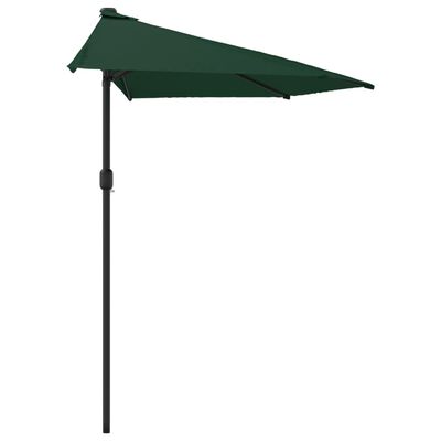 vidaXL Balkon-Sonnenschirm mit Alu-Mast Grün 270x144 cm Halbrund