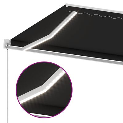 vidaXL Markise Manuell Einziehbar mit LED 400x350 cm Anthrazit