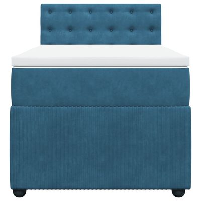 vidaXL Boxspringbett mit Matratze Blau 90x190 cm Samt