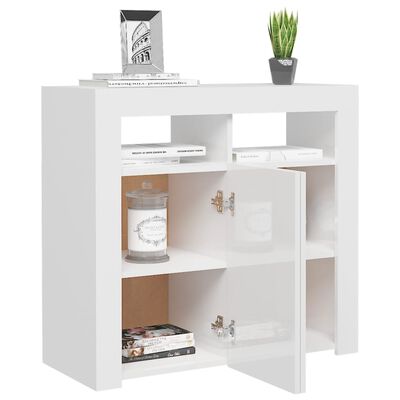 vidaXL Sideboard mit LED-Leuchten Hochglanz-Weiß 80x35x75 cm