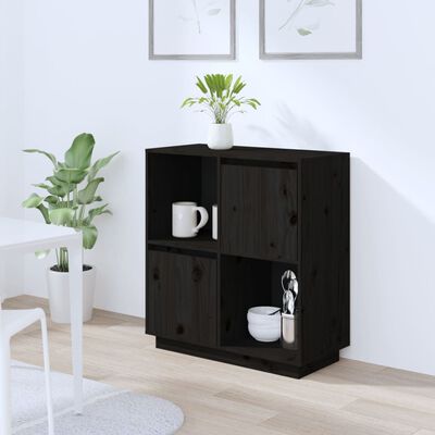 vidaXL Sideboard Schwarz 74x35x80 cm Massivholz Kiefer