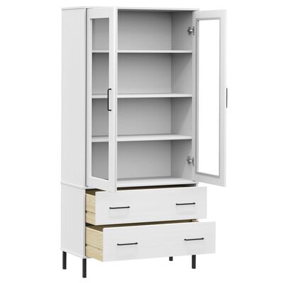 vidaXL Bücherschrank OSLO Metallbeine Weiß 85x35x172,5 cm Massivholz