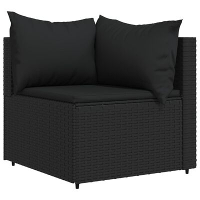 vidaXL 3-tlg. Garten-Lounge-Set mit Kissen Schwarz Poly Rattan