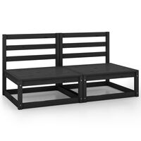 vidaXL Gartensofa 2-Sitzer Schwarz Massivholz Kiefer