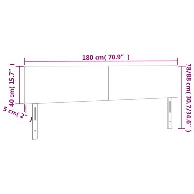 vidaXL LED Kopfteil Hellgrau 180x5x78/88 cm Samt