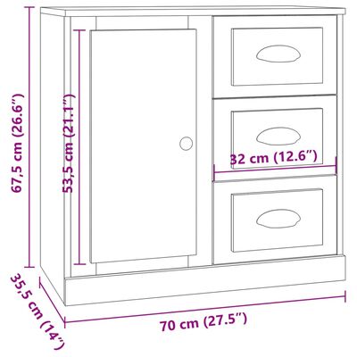 vidaXL Sideboards 3 Stk. Weiß Holzwerkstoff