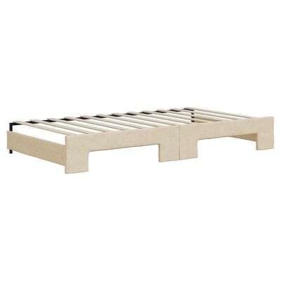 vidaXL Tagesbett Ausziehbar mit Schubladen Creme 100x200 cm Stoff