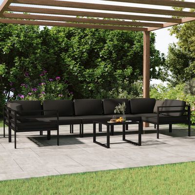 vidaXL 8-tlg. Garten-Lounge-Set mit Kissen Aluminium Anthrazit