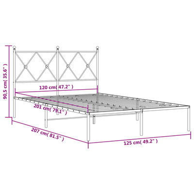 vidaXL Bettgestell mit Kopfteil Metall Schwarz 120x200 cm