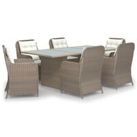 vidaXL 7-tlg. Garten-Essgruppe Poly Rattan Braun