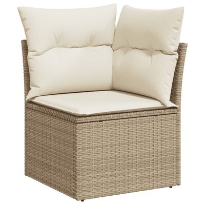 vidaXL 8-tlg. Garten-Sofagarnitur mit Kissen Beige Poly Rattan