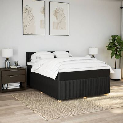 vidaXL Boxspringbett mit Matratze Schwarz 140x200 cm Stoff