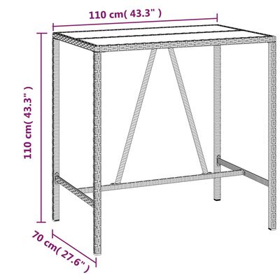 vidaXL 5-tlg. Gartenbar-Set mit Kissen Grau Poly Rattan