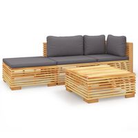 vidaXL 4-tlg. Garten-Lounge-Set mit Kissen Massivholz Teak