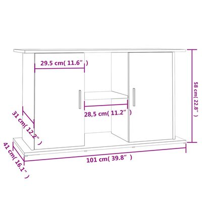 vidaXL Aquariumständer Hochglanz-Weiß 101x41x58 cm Holzwerkstoff