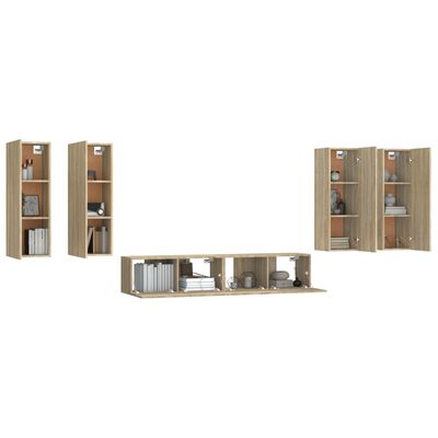 vidaXL 6-tlg. TV-Schrank-Set Sonoma-Eiche Holzwerkstoff