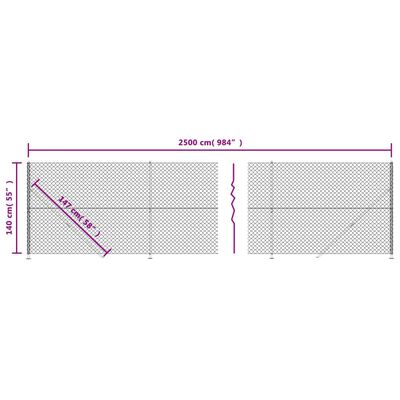 vidaXL Maschendrahtzaun mit Bodenflansch Anthrazit 1,4x25 m