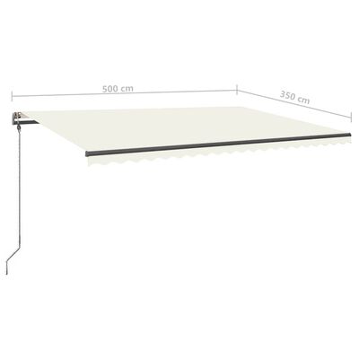 vidaXL Markise Manuell Einziehbar mit LED 500x350 cm Creme