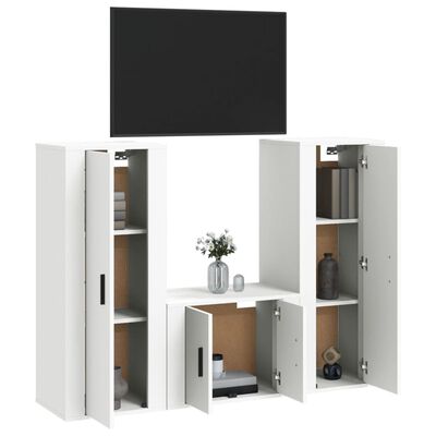 vidaXL 3-tlg. TV-Schrank-Set Weiß Holzwerkstoff