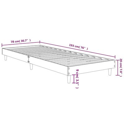 vidaXL Bettgestell ohne Matratze Braun Eiche 75x190 cm Holzwerkstoff