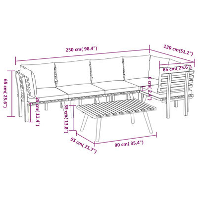 vidaXL 6-tlg. Garten-Lounge-Set mit Kissen Massivholz Akazie