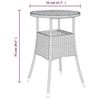 vidaXL 3-tlg. Garten-Bistro-Set mit Kissen Grau Poly Rattan