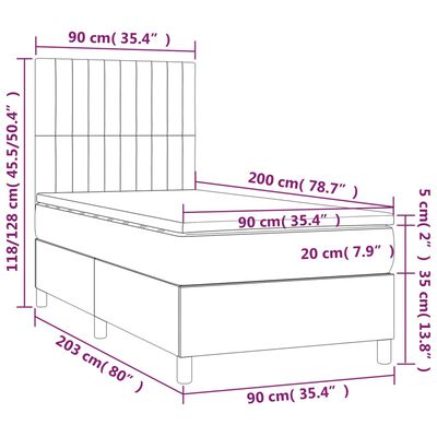 vidaXL Boxspringbett mit Matratze Creme 90x200 cm Stoff