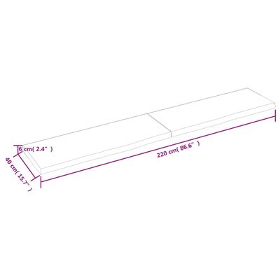 vidaXL Tischplatte Dunkelbraun 220x40x(2-6)cm Massivholz Eiche