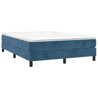 vidaXL Boxspringbett mit Matratze Dunkelblau 140x190 cm Samt