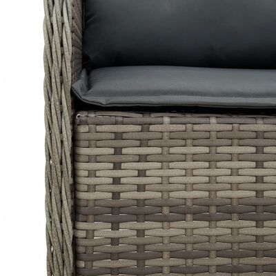 vidaXL 7-tlg. Garten-Essgruppe mit Kissen Grau Poly Rattan