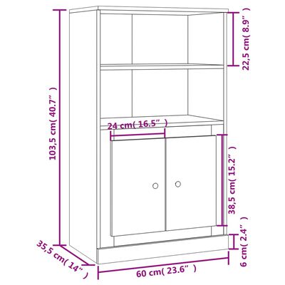 vidaXL Highboard Sonoma-Eiche 60x35,5x103,5 cm Holzwerkstoff