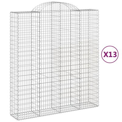 vidaXL Gabionen mit Hochbogen 13Stk. 200x50x220/240cm Verzinktes Eisen