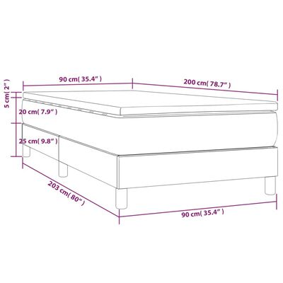 vidaXL Boxspringbett mit Matratze Creme 90x200 cm Stoff