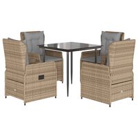 vidaXL 5-tlg. Garten-Essgruppe mit Kissen Beige Poly Rattan