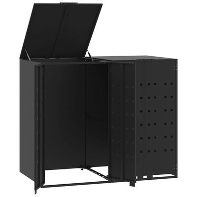 vidaXL Mülltonnenbox für 2 Tonnen Schwarz 138x79x117 cm Stahl